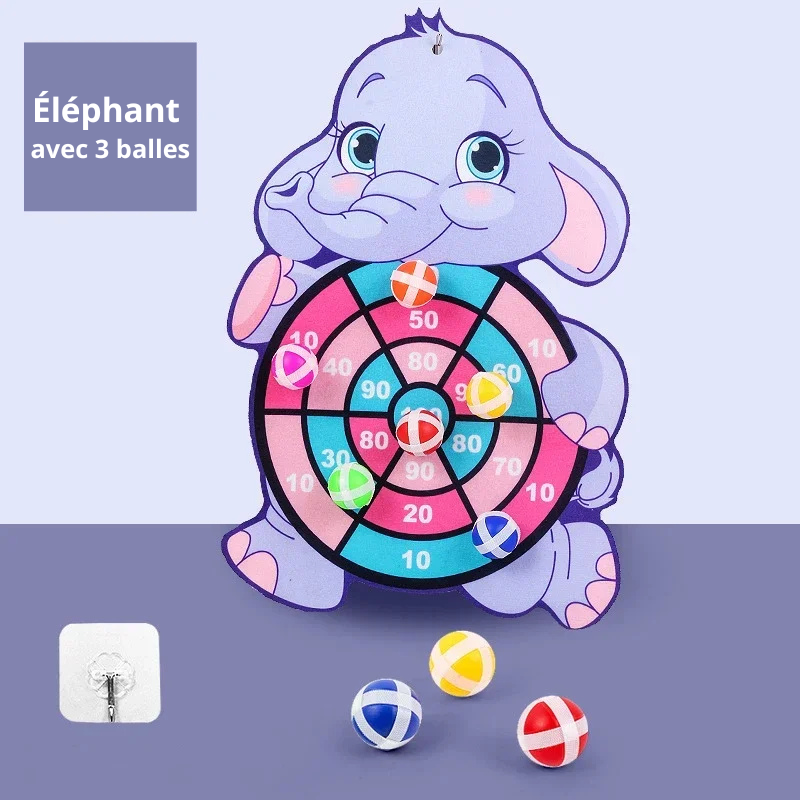 Jeu Éducatif à Fléchettes – Cible Animaux + Balles (Montessori)