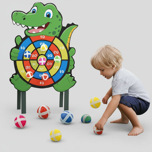 Jeu Éducatif à Fléchettes – Cible Animaux + Balles (Montessori)