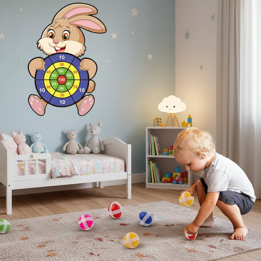 Jeu Éducatif à Fléchettes – Cible Animaux + Balles (Montessori)